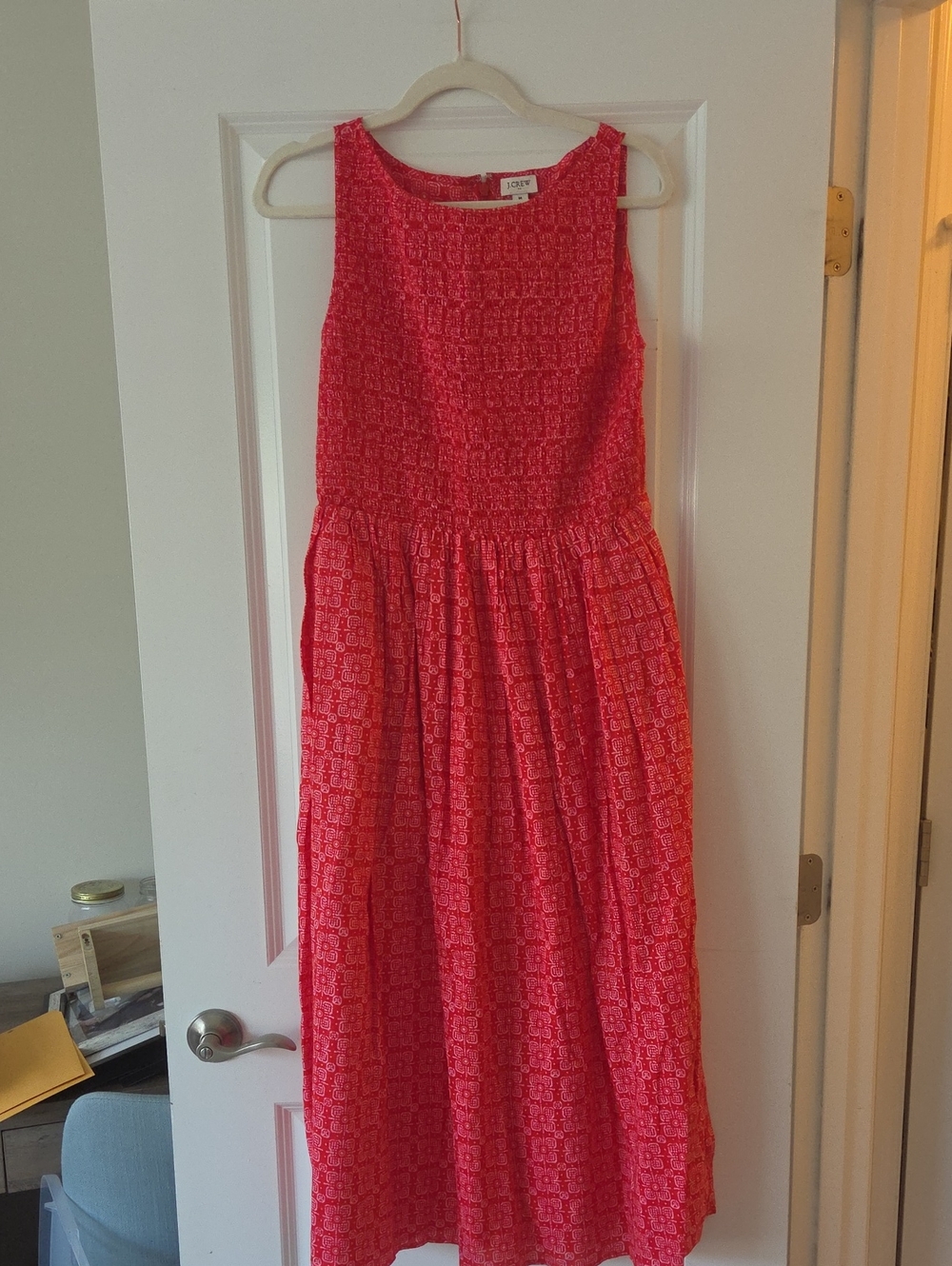 J. Crew Red Sleeveless Dress with Subtle Pattern